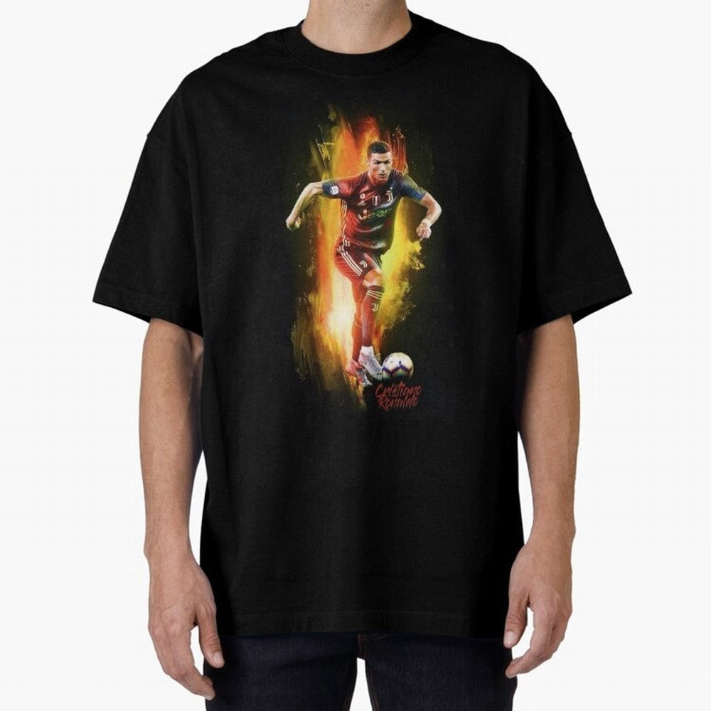 Ronaldo Wallpaper Oversized T-Shirt Treasure FIFA World Cup 2026 USA Canada Mexico for Fans of Messi and Cristiano Ronaldo and England and Germany, Bringing Vintage Soccer Flavor, Modern Football Stars, National Flags and Final Night Emotion; Great