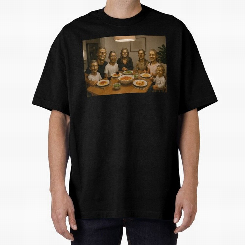 Ronaldo Bust Family Dinner Oversized T-Shirt Fuel Your Fan Pride for FIFA World Cup 2026 for Fans of Mbappe and Neymar and Portugal, Bringing Championship Spirit, Famous Goals, Roaring Crowds and International Football Unity; Ideal for Passionate