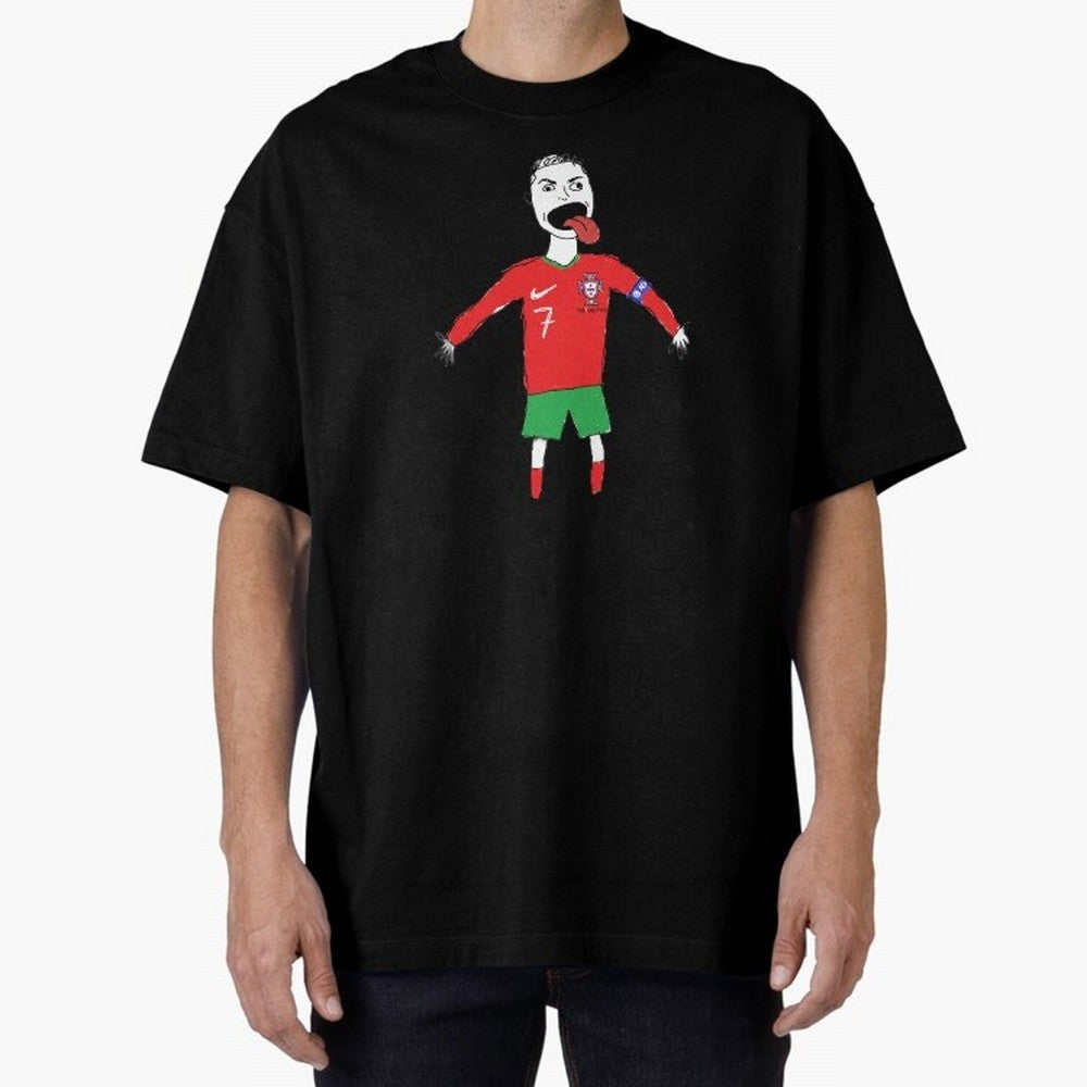 Badly Drawn Ronaldo Oversized T-Shirt Show Passion for the Stars of FIFA World Cup 2026 USA Canada Mexico for Fans of CR7 and Messi and England, Bringing Football Passion, Legendary Performances, Festival Vibes and Supporter Community; Ideal for