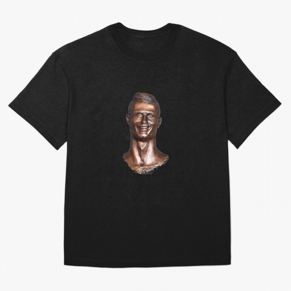 Cristiano Ronaldo Statue Oversized T-Shirt Capture FIFA World Cup 2026 Group Stage for Fans of Haaland and Mbappe and France, Bringing Sports Nostalgia, International Competition, Famous Players and Unforgettable Victories; Made for Collectors Who