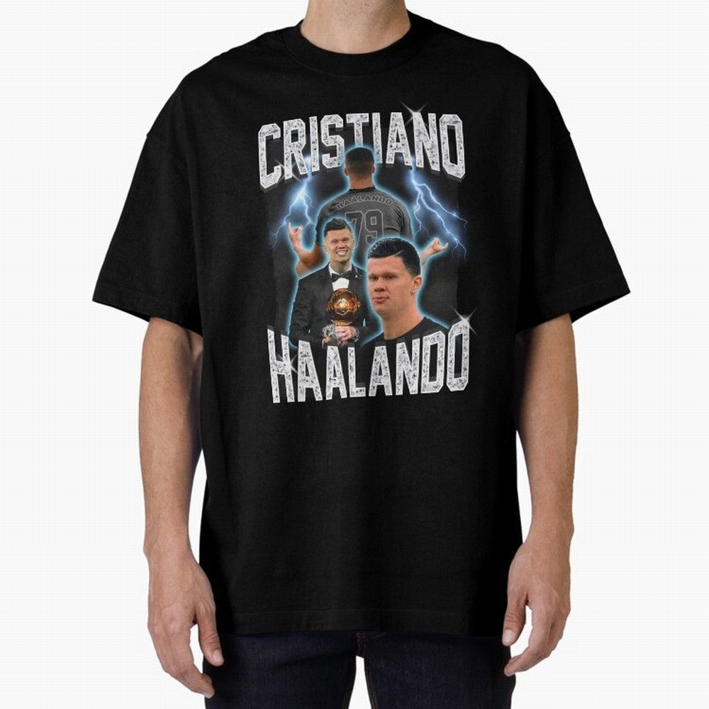 Cristiano Haalando Oversized T-Shirt Celebrate the Road through FIFA World Cup 2026 Group Stage Spirit, Centered on Portugal, Spain and Germany, Haaland, Goal Celebration Energy, Supporter Heritage, Football Icons and Worldwide Tournament Joy;