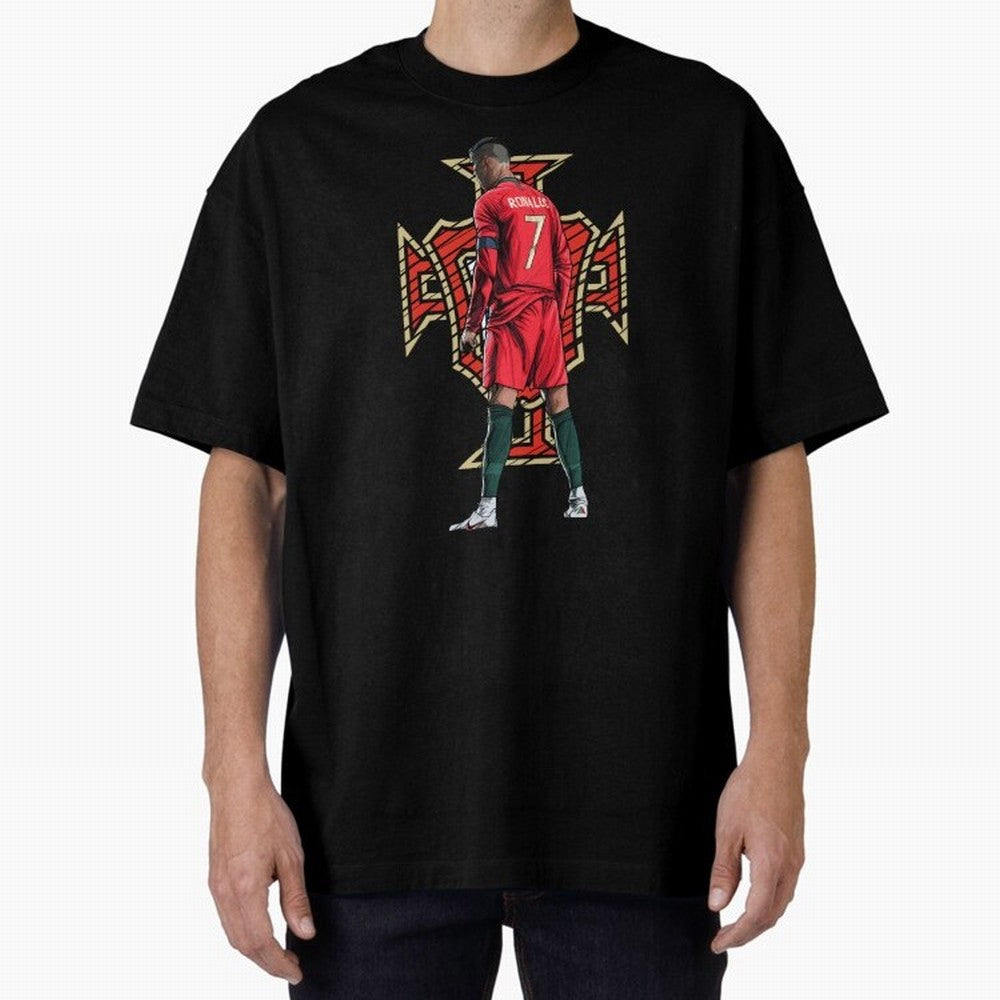 Cristiano Ronaldo Portugal Logo Oversized T-Shirt Cheer through Every Moment of FIFA World Cup 2026 Spirit, Highlighting England and Germany, CR7 and Messi, Stadium Memories, Football Loyalty, International Chants and Championship Tradition; Ideal
