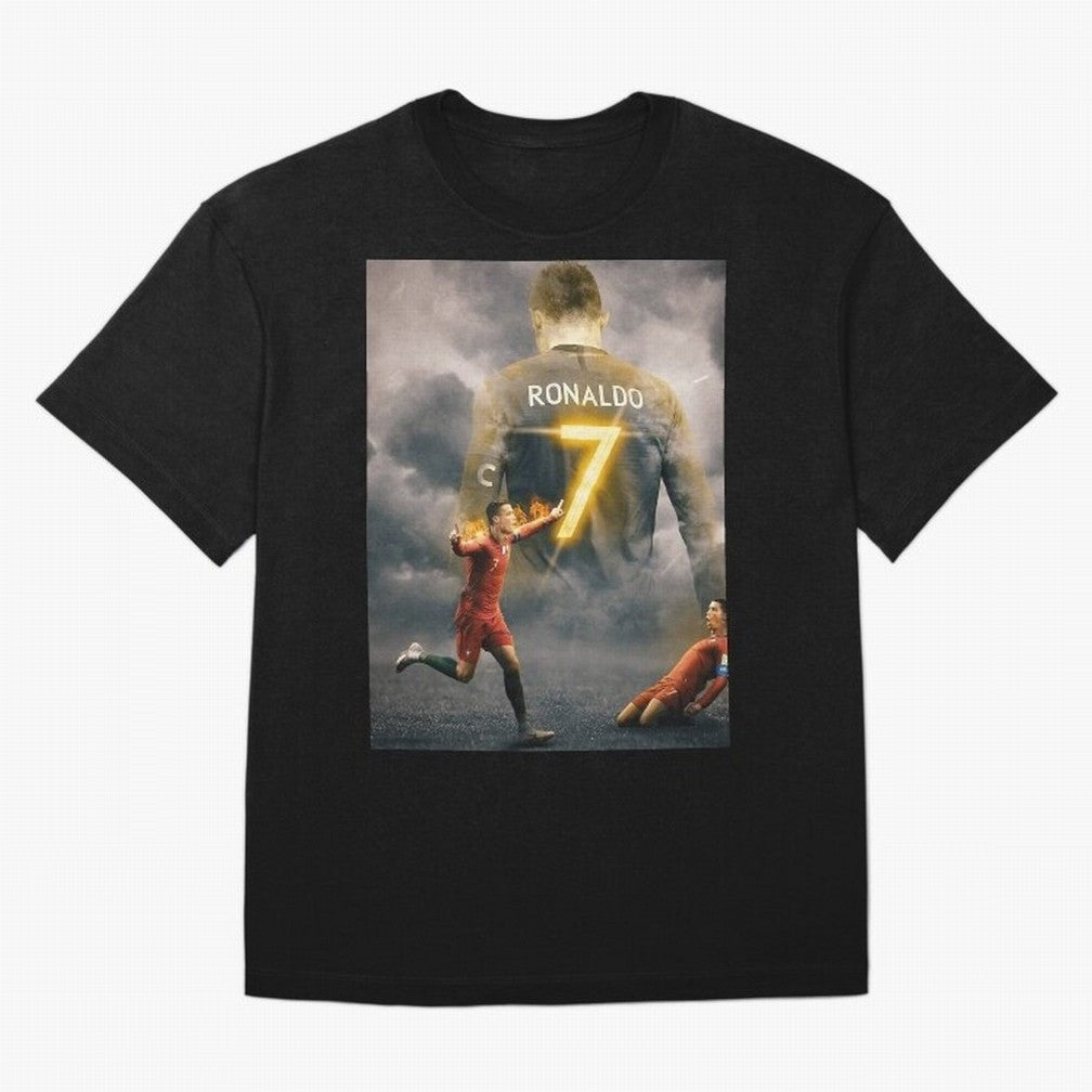 Aesthetic ronaldo poster Oversized T-Shirt Celebrate Football Dreams Across the FIFA World Cup 2026 USA Canada Mexico Journey through Mbappe Highlights, Argentina, France and Brazil Pride, Worldwide Fan Energy, Dramatic Goals, Stadium Lights and