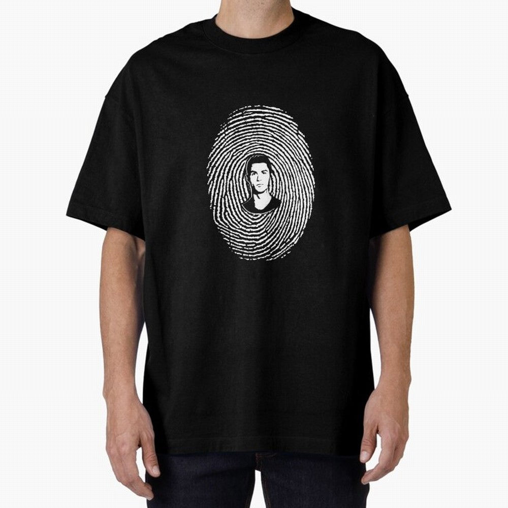 Cristiano Ronaldo fingerprint Oversized T-Shirt Carry Match Day Hype around FIFA World Cup 2026, Cristiano Ronaldo, Haaland and CR7, Portugal, Sports Nostalgia, International Competition, Famous Players and Unforgettable Victories; Ideal for Fans