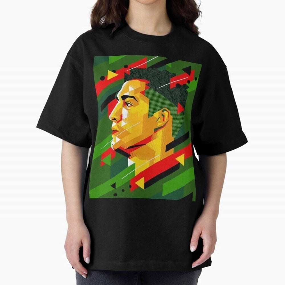 Cristiano Ronaldo Oversized T-Shirt Join the FIFA World Cup 2026 USA Canada Mexico Journey through Cristiano Ronaldo, Haaland and CR7 Highlights, Portugal Pride, Vintage Soccer Flavor, Modern Football Stars, National Flags and Final Night Emotion;