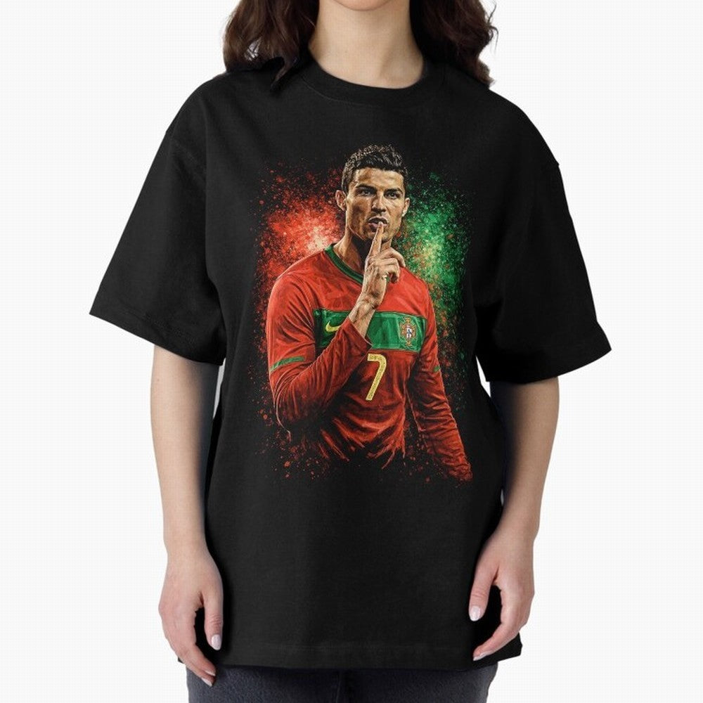 Cristiano Ronaldo Football Legend Oversized T-Shirt Back the Journey through Match Day Hype around FIFA World Cup 2026, Messi, Neymar and Mbappe, France and Portugal, Football Passion, Legendary Performances, Festival Vibes and Supporter Community;
