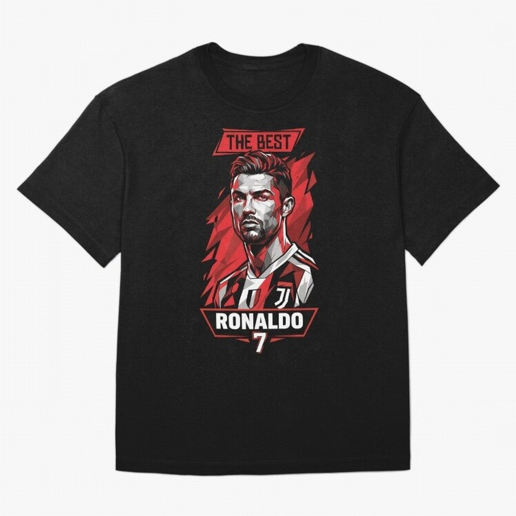 Cristiano Ronaldo CR7 Geometric Vector Portrait Oversized T-Shirt Celebrate Every Goal in the FIFA World Cup 2026 Journey through Haaland Highlights, England and Germany Pride, Sports Nostalgia, International Competition, Famous Players and