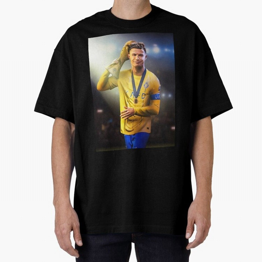 Cristiano Ronaldo Oversized T-Shirt Refresh Global Football Passion for FIFA World Cup 2026 Group Stage, Filled with Messi, CR7 and Mbappe, Argentina and Brazil, Global Supporter Spirit, Legendary Goals, National Colors and Tournament Celebration;