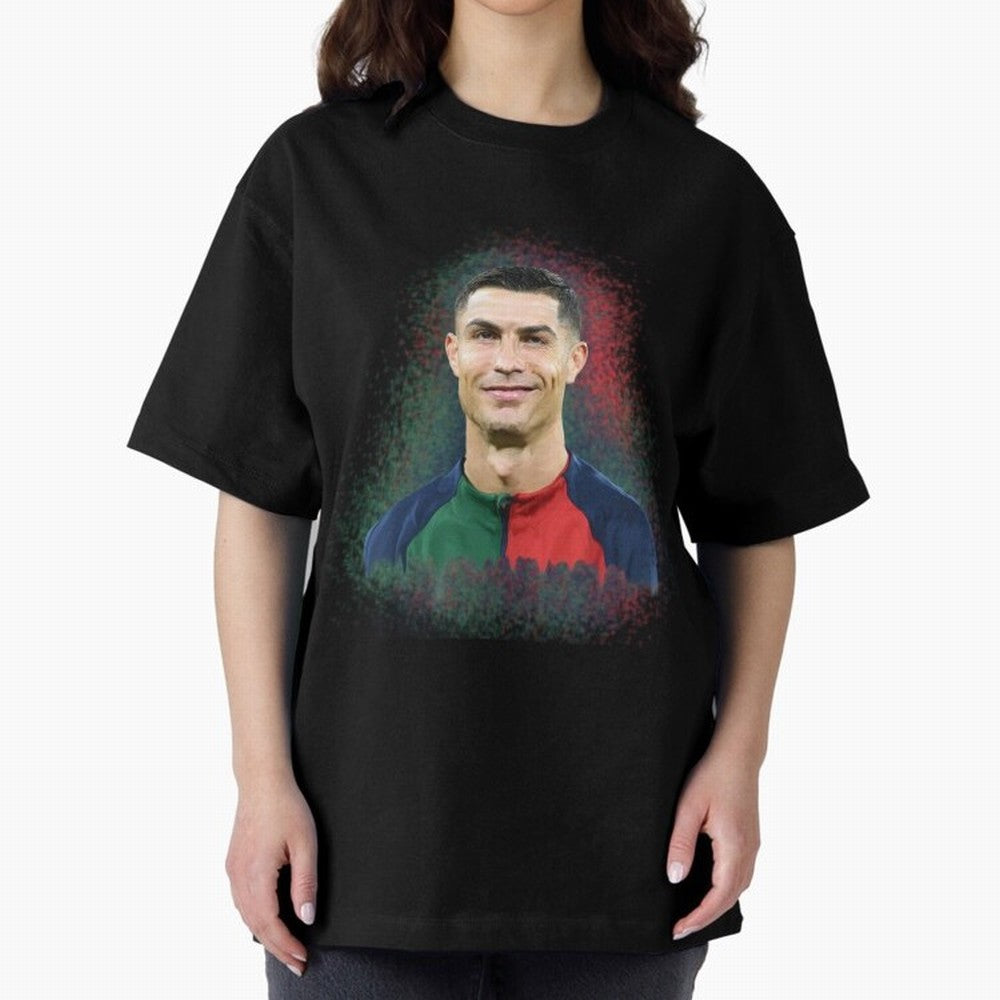 Cristiano Ronaldo digital art Oversized T-Shirt Represent the Passion of FIFA World Cup 2026 USA Canada Mexico Spirit, with Argentina, France and Brazil, Messi, Neymar and Mbappe, Supporter Pride, Iconic Celebrations, Legendary Names and Global