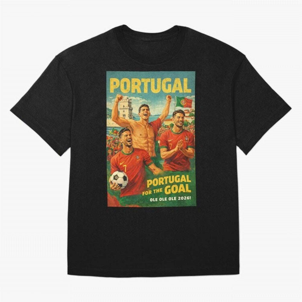Portugal Lisbon Bel¨¦m Tower Cristiano Ronaldo FIFA World Cup Football Celebration Oversized T-Shirt Carry the Colors and Pride of Match Day Hype around FIFA World Cup 2026, Messi, CR7 and Mbappe, France, Stadium Memories, Football Loyalty,