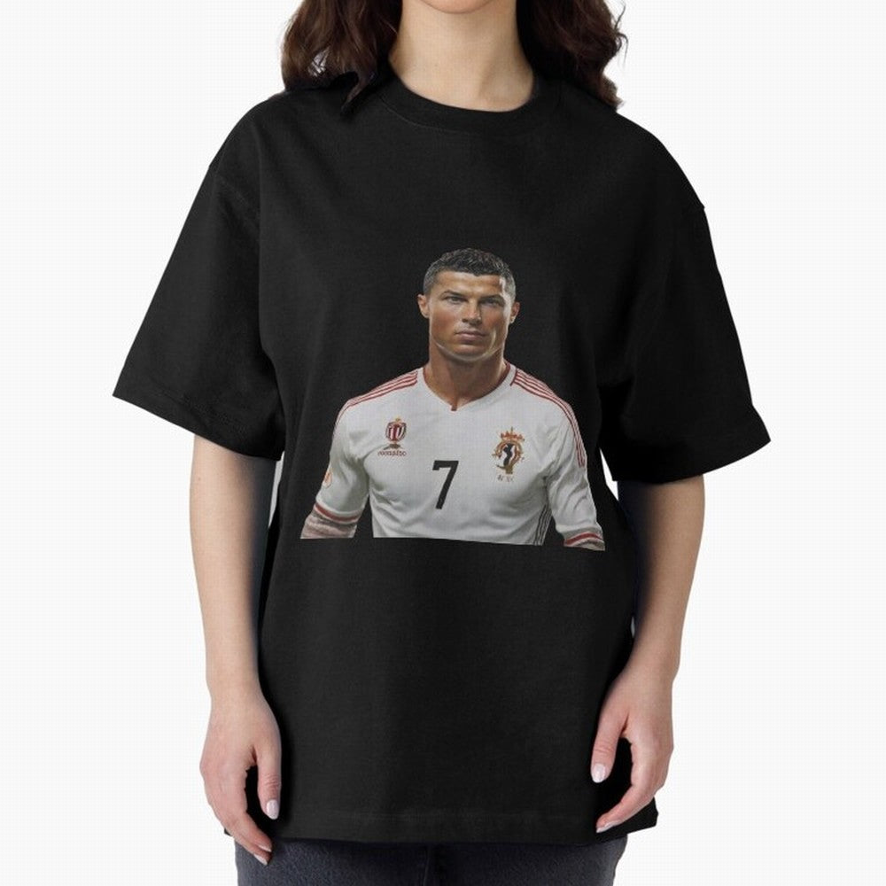 Sticker Ronaldo 2024 Oversized T-Shirt Bring Trophy Dreams to Match Day Hype around FIFA World Cup 2026, Messi and Cristiano Ronaldo, France and Portugal, Vintage Soccer Flavor, Modern Football Stars, National Flags and Final Night Emotion; Ideal