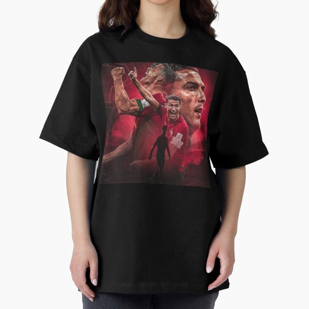 Cristiano Ronaldo - CR 7 Celebration Oversized T-Shirt Celebrate the Stars of FIFA World Cup 2026 Group Stage Spirit, Filled with France, Neymar, Football Festival Excitement, Trophy Ambitions, Country Rivalries and Star Player Buzz; Made for