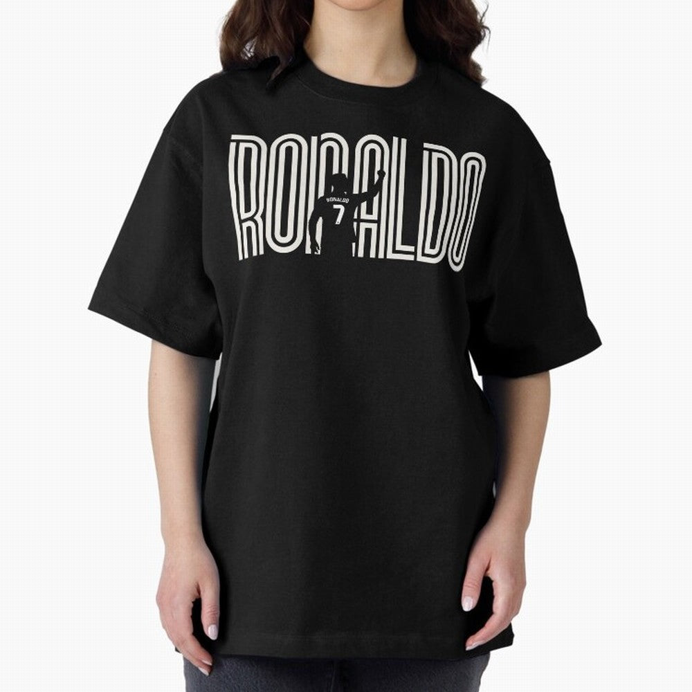 Fan Art - Cristiano Ronaldo (CR7) - Black Edition Oversized T-Shirt Honor the Beautiful Game during FIFA World Cup 2026 USA Canada Mexico for Fans of Mbappe and Neymar and Spain, Bringing Match Day Excitement, Supporter Culture, Golden Goals and