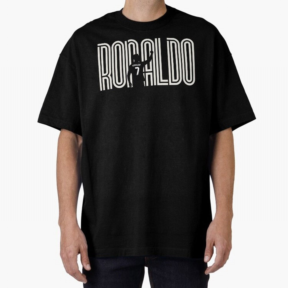 Fan Art - Cristiano Ronaldo (CR7) - Black Edition Oversized T-Shirt Honor the Beautiful Game during FIFA World Cup 2026 USA Canada Mexico for Fans of Mbappe and Neymar and Spain, Bringing Match Day Excitement, Supporter Culture, Golden Goals and
