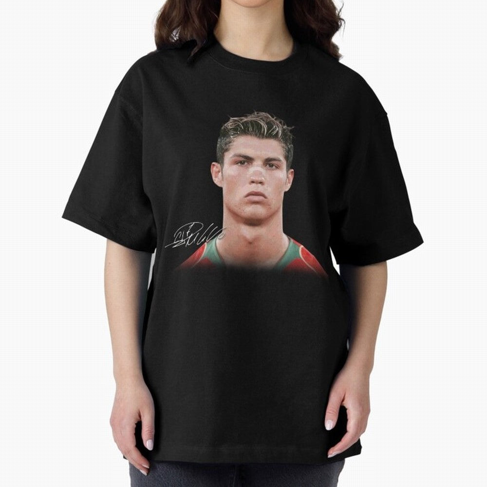 Cristiano Ronaldo T-Shirt Big Face Young Ronaldo Graphic Tee Oversized T-Shirt Bring a Vintage Feel to the FIFA World Cup 2026 Journey through Cristiano Ronaldo Highlights, Spain Pride, Stadium Memories, Football Loyalty, International Chants and