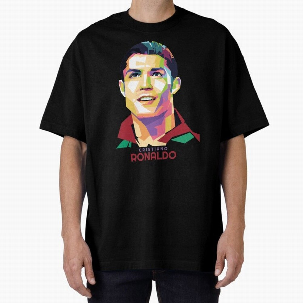 Geometric Celebrity Cristiano Ronaldo Oversized T-Shirt Remember FIFA World Cup 2026 Group Stage for Fans of Cristiano Ronaldo, Haaland and CR7 and Argentina, Bringing Stadium Memories, Football Loyalty, International Chants and Championship