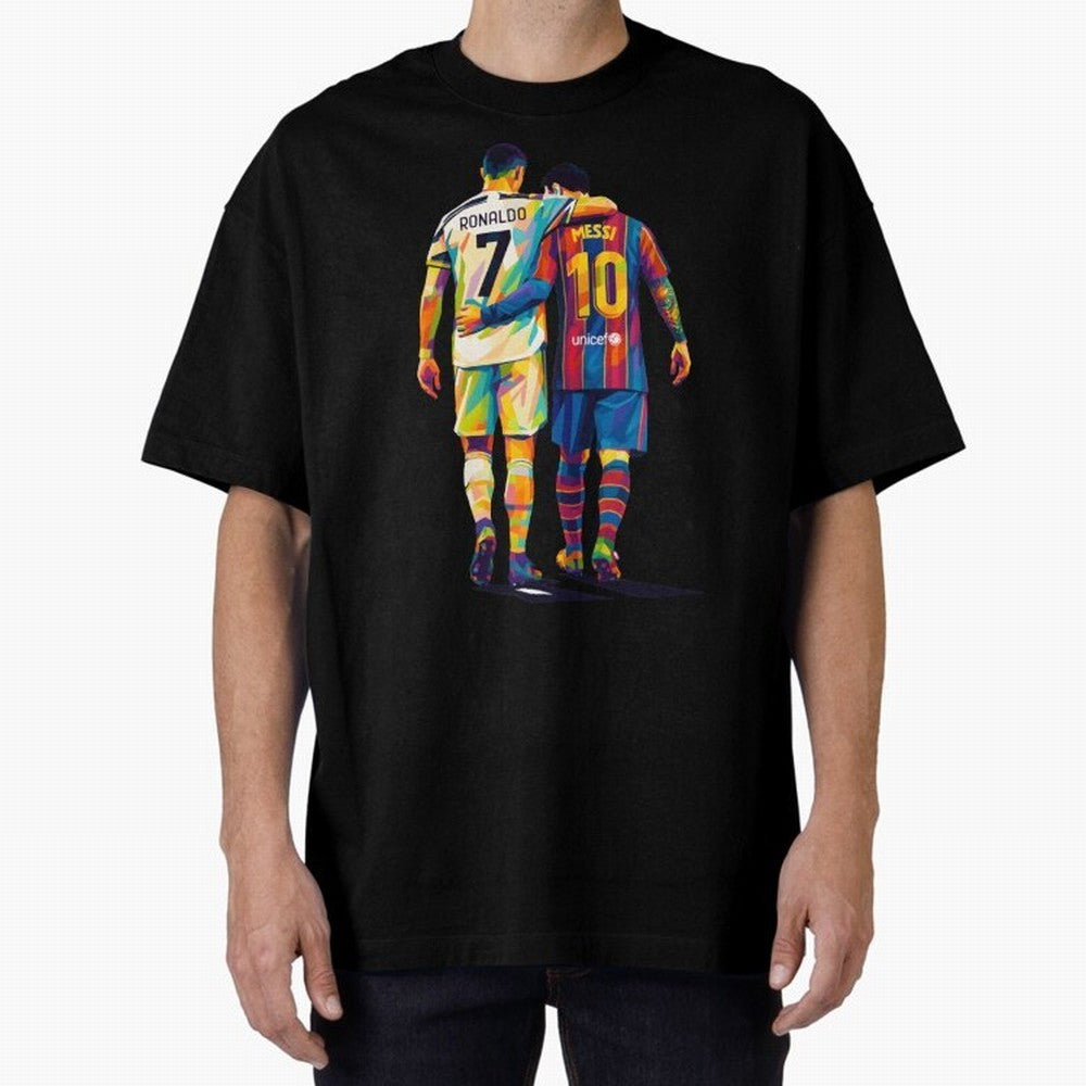 Cristiano Ronaldo and Messi Wpap Art Oversized T-Shirt Make Every Match About FIFA World Cup 2026 Group Stage Spirit, Capturing Netherlands, Messi, Neymar and Mbappe, Tournament Hype, Historic Matchups, Family Viewing Parties and Global Sports