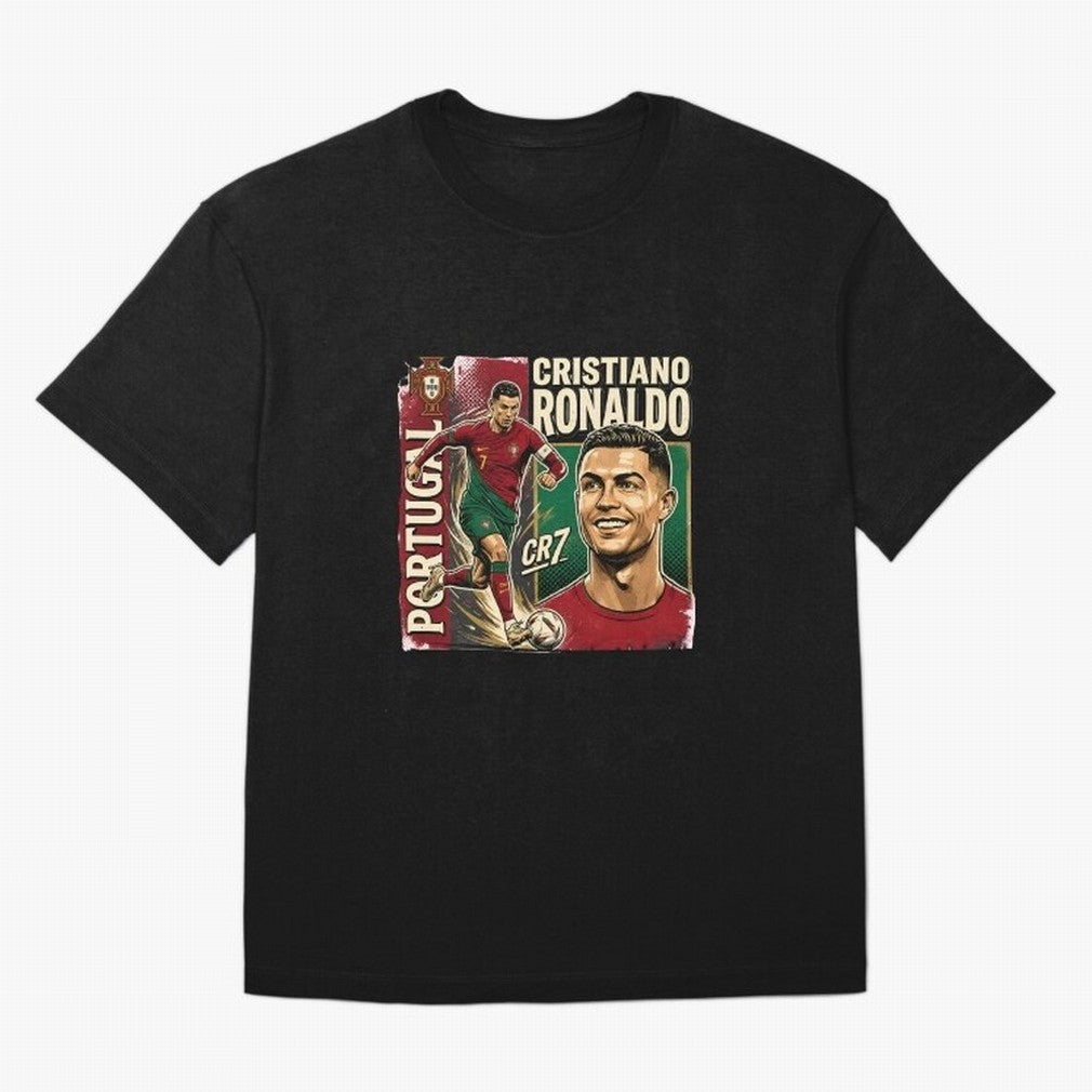 Ronaldo Portugal Vintage Oversized T-Shirt Support Your Favorite Stars during Global Football Passion for FIFA World Cup 2026, Centered on Mbappe, Brazil, Portugal and Argentina, Global Supporter Spirit, Legendary Goals, National Colors and