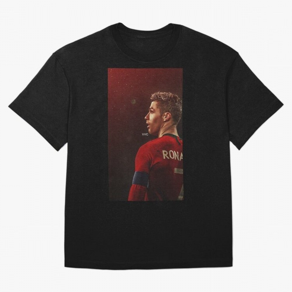 Art Ronaldo Wallpaper Oversized T-Shirt Represent the Passion of FIFA World Cup 2026 USA Canada Mexico for Fans of Messi, CR7 and Mbappe and England, France and Netherlands, Bringing Global Supporter Spirit, Legendary Goals, National Colors and