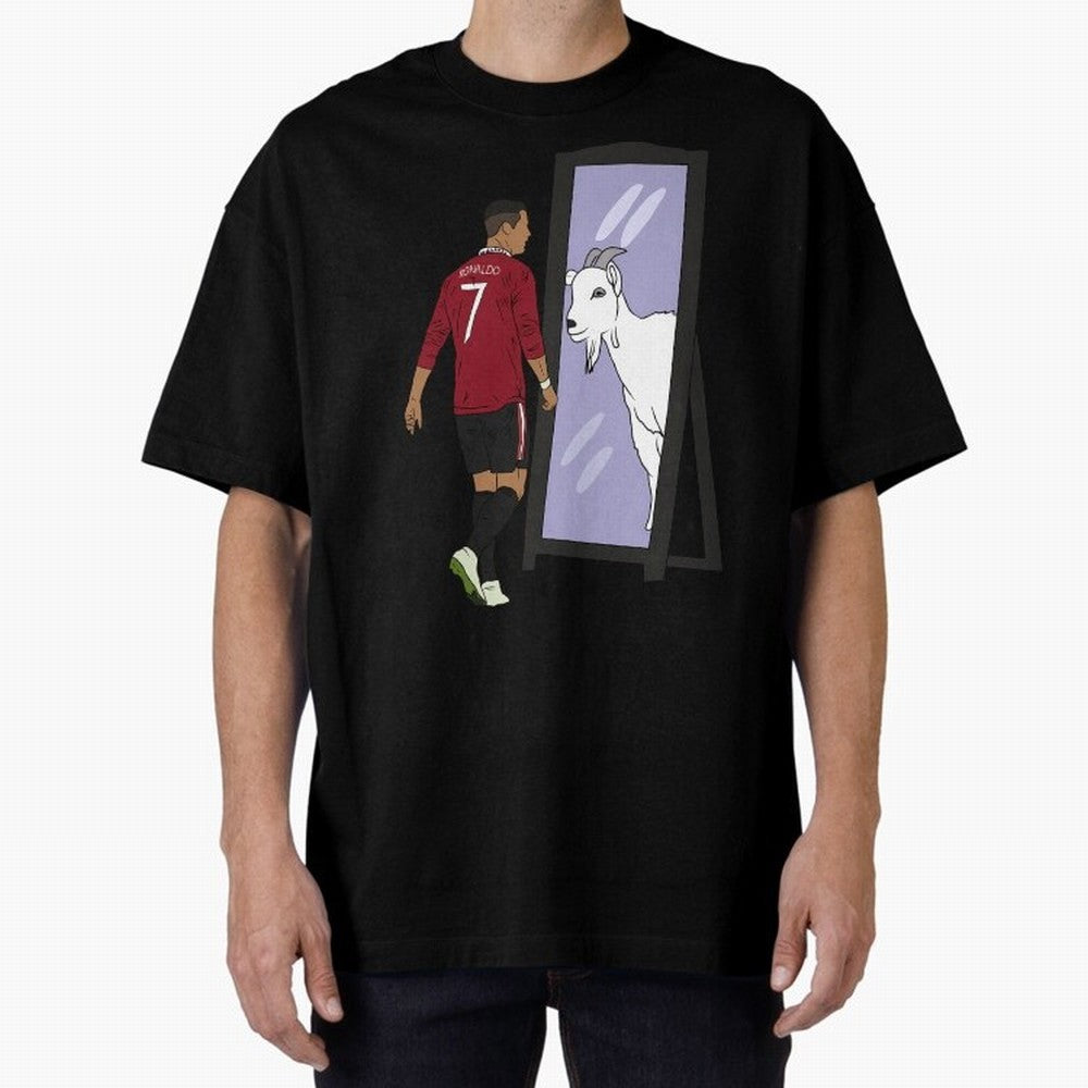 Cristiano Ronaldo Mirror GOAT Oversized T-Shirt Enjoy the Biggest Football Party of the FIFA World Cup 2026 USA Canada Mexico Journey through Messi, Neymar and Mbappe Highlights, Portugal, Spain and Germany Pride, Game Day Rituals, Football