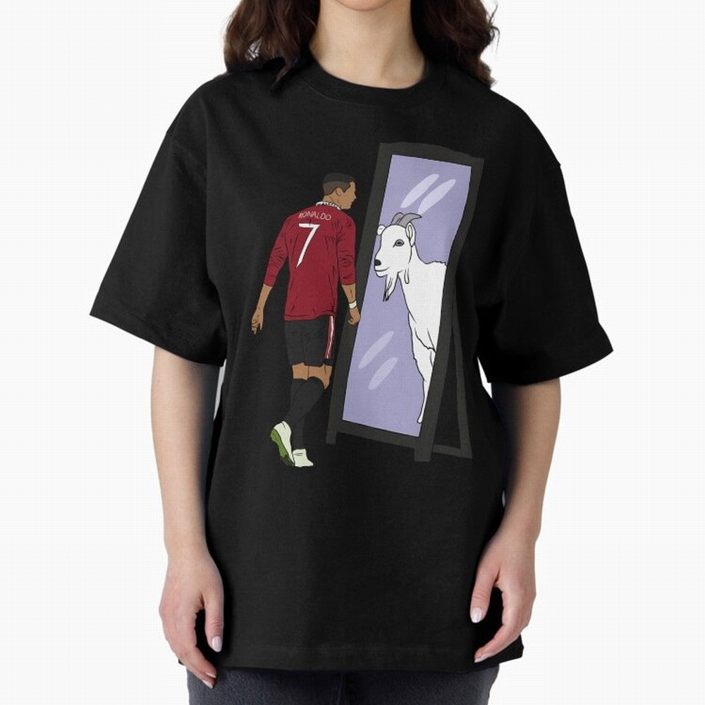 Cristiano Ronaldo Mirror GOAT Oversized T-Shirt Enjoy the Biggest Football Party of the FIFA World Cup 2026 USA Canada Mexico Journey through Messi, Neymar and Mbappe Highlights, Portugal, Spain and Germany Pride, Game Day Rituals, Football