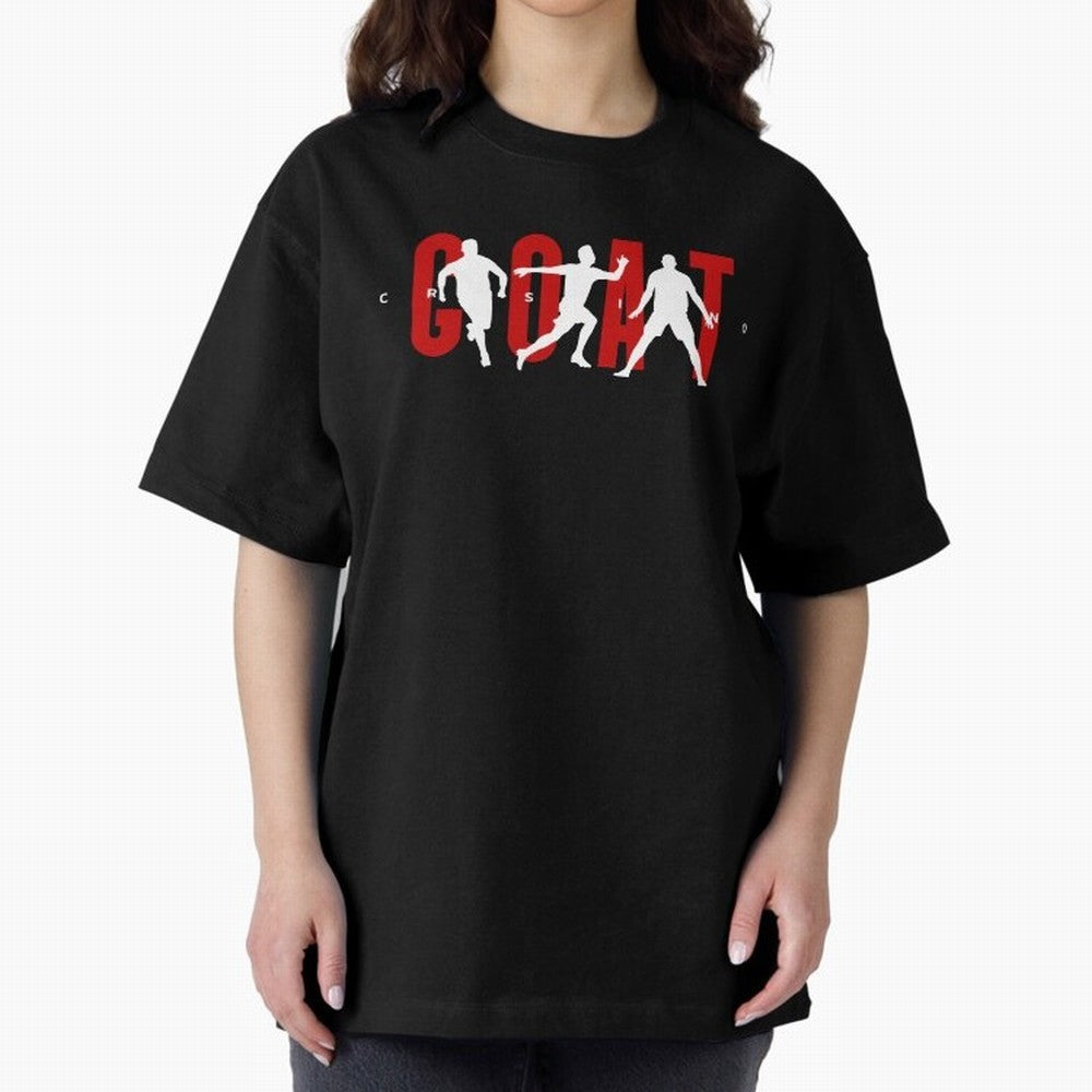 Cristiano Ronaldo Goat Oversized T-Shirt Follow FIFA World Cup 2026 Spirit, Filled with Argentina, Haaland, Stadium Memories, Football Loyalty, International Chants and Championship Tradition; Great for Watch Parties, Sports Bars, Family Nights,