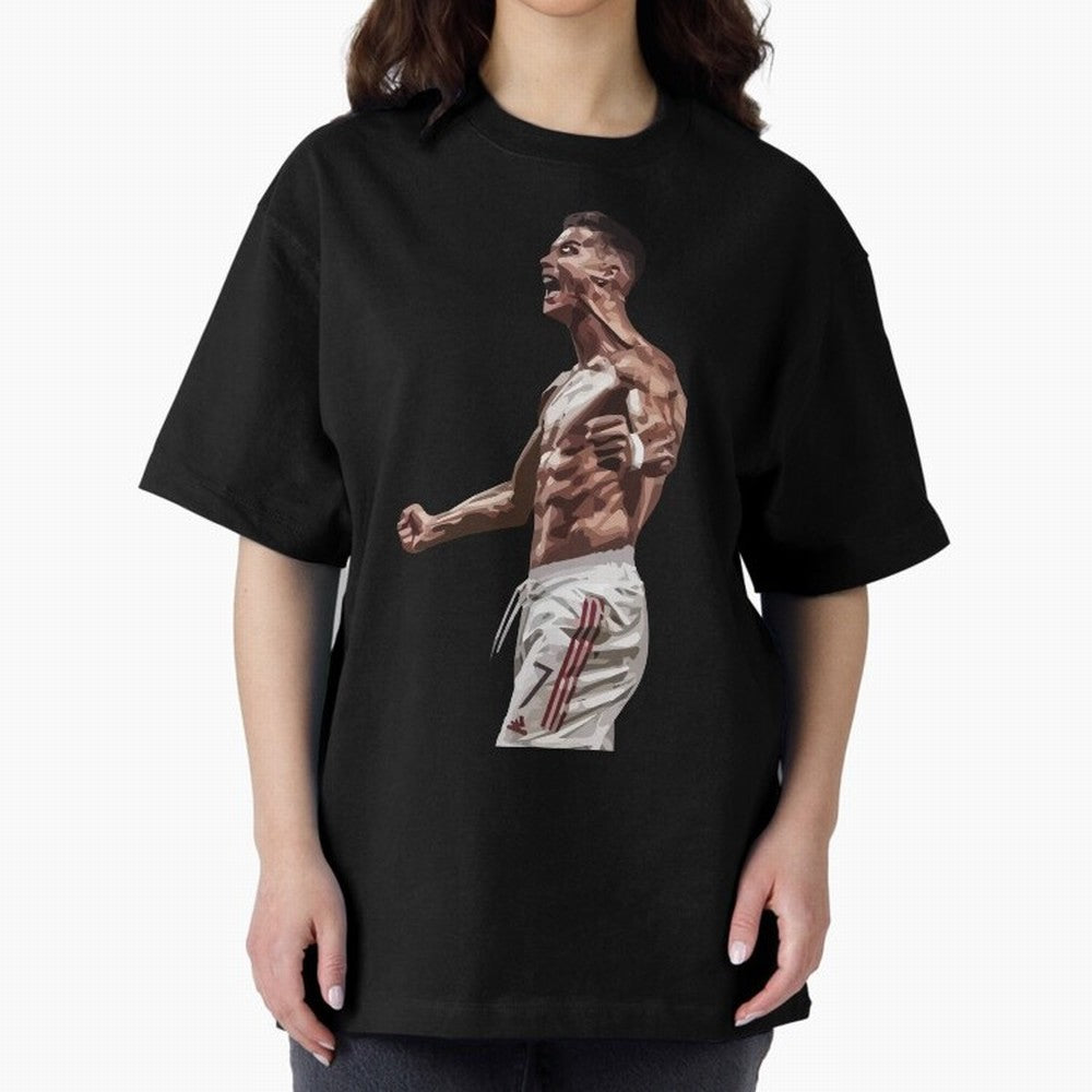 Cristiano Ronaldo - Celebration - CR7 - Black Oversized T-Shirt Bring Bold Fan Energy to Match Day Hype around FIFA World Cup 2026 Group Stage, Messi, Netherlands, Global Supporter Spirit, Legendary Goals, National Colors and Tournament