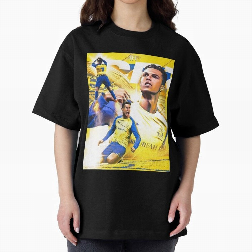 Cristiano Ronaldo Al-Nassr Football Club Oversized T-Shirt Feel the Roar of FIFA World Cup 2026 Spirit, Driven by England, France and Netherlands, CR7, Sports Nostalgia, International Competition, Famous Players and Unforgettable Victories; Perfect