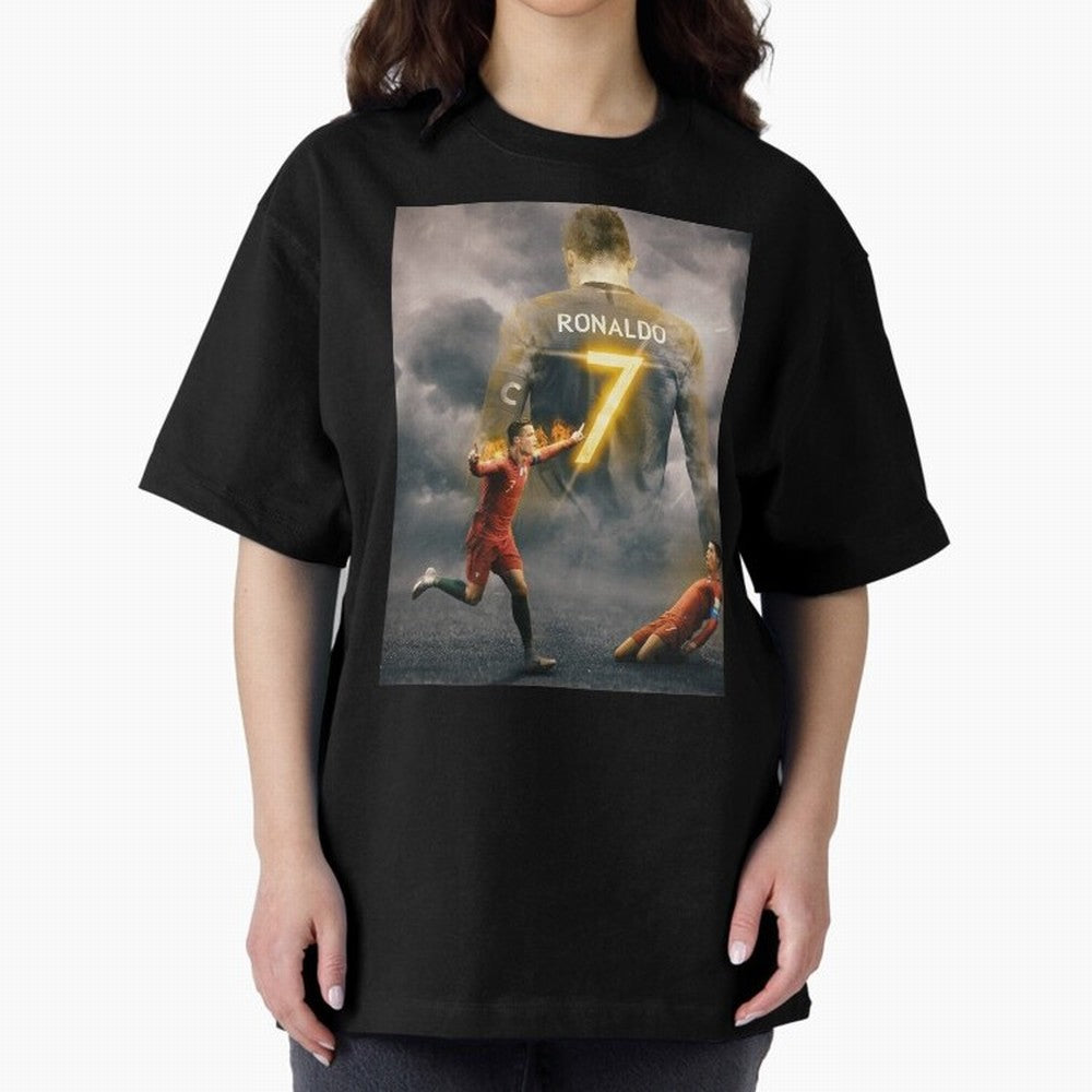 Art CR7 Wallpaper Oversized T-Shirt Stand with Global Football Passion for FIFA World Cup 2026 USA Canada Mexico, Capturing Messi, Spain and Netherlands, Soccer Culture, Superstar Moments, National Team Dreams and Competitive Fire; Made for