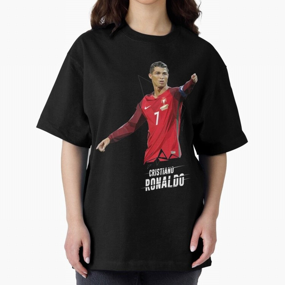 Ronaldo Cristiano Ronaldo Lowpoly Art Oversized T-Shirt Fuel Global Football Passion for FIFA World Cup 2026, Capturing CR7 and Messi, Spain, Football History, Final Match Energy, Crowd Noise and Once in a Lifetime Moments; Built for Supporters