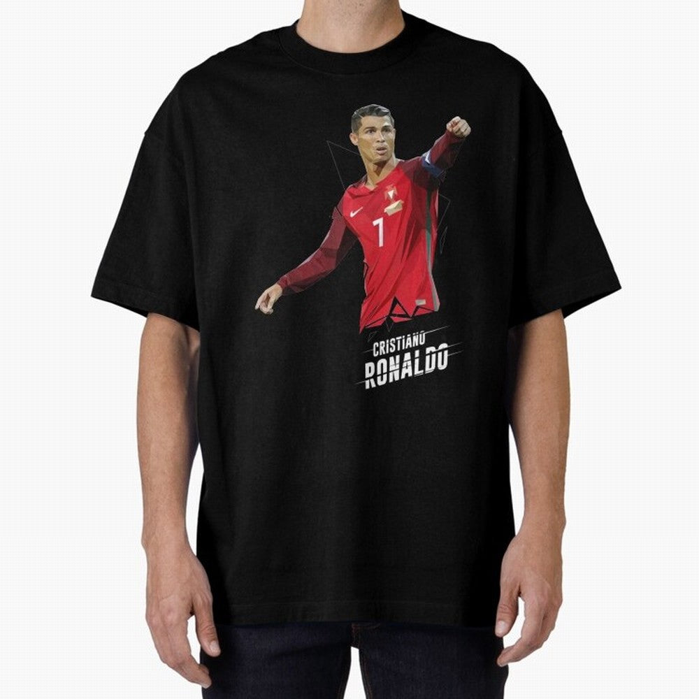 Ronaldo Cristiano Ronaldo Lowpoly Art Oversized T-Shirt Fuel Global Football Passion for FIFA World Cup 2026, Capturing CR7 and Messi, Spain, Football History, Final Match Energy, Crowd Noise and Once in a Lifetime Moments; Built for Supporters