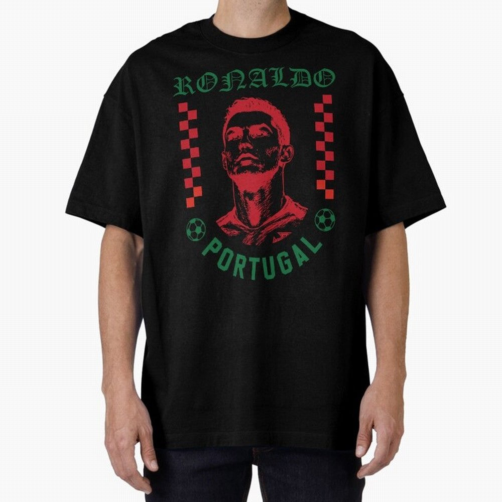 Cristiano Ronaldo Portugal Football Design World Cup Fan Art GOAT Soccer Oversized T-Shirt Celebrate Soccer Greatness during FIFA World Cup 2026 Group Stage Featuring Messi and Cristiano Ronaldo, Argentina and Brazil Energy, Worldwide Fan Energy,