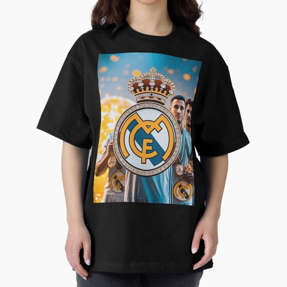 El Medall¨®n Del Real Madrid Oversized T-Shirt Live the Energy of FIFA World Cup 2026 USA Canada Mexico for Fans of Messi and Cristiano Ronaldo and France, Bringing Football Passion, Legendary Performances, Festival Vibes and Supporter Community;
