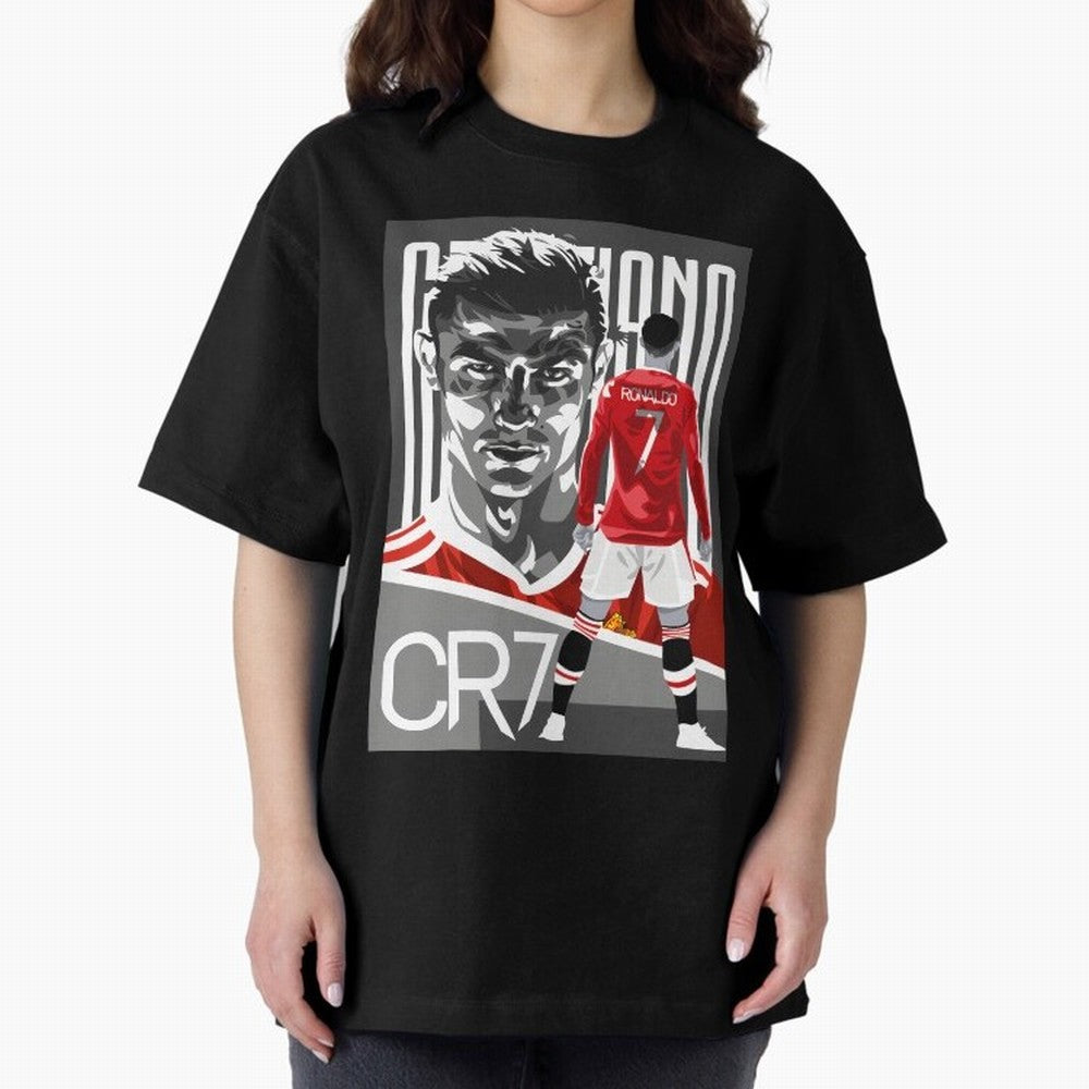 Cristiano Ronaldo In Red Oversized T-Shirt Keep the Match Day Mood of FIFA World Cup 2026 USA Canada Mexico Spirit, Made for France, Mbappe and Neymar, Football Passion, Legendary Performances, Festival Vibes and Supporter Community; Perfect for