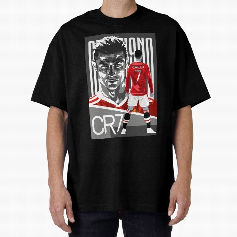 Cristiano Ronaldo In Red Oversized T-Shirt Keep the Match Day Mood of FIFA World Cup 2026 USA Canada Mexico Spirit, Made for France, Mbappe and Neymar, Football Passion, Legendary Performances, Festival Vibes and Supporter Community; Perfect for