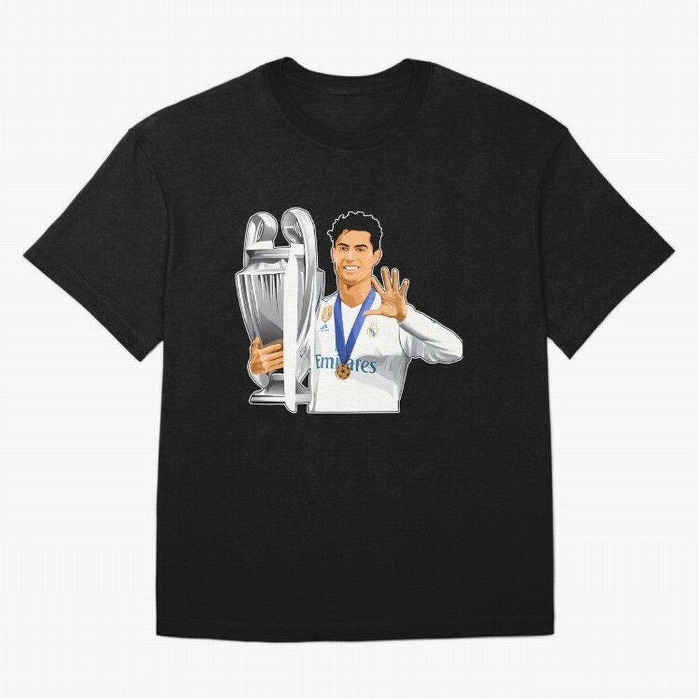 Ronaldo Throphy Oversized T-Shirt Showcase the FIFA World Cup 2026 Group Stage Journey through Messi and Cristiano Ronaldo Highlights, England, France and Netherlands Pride, Classic Soccer Heritage, Championship Pressure, Fan Loyalty and