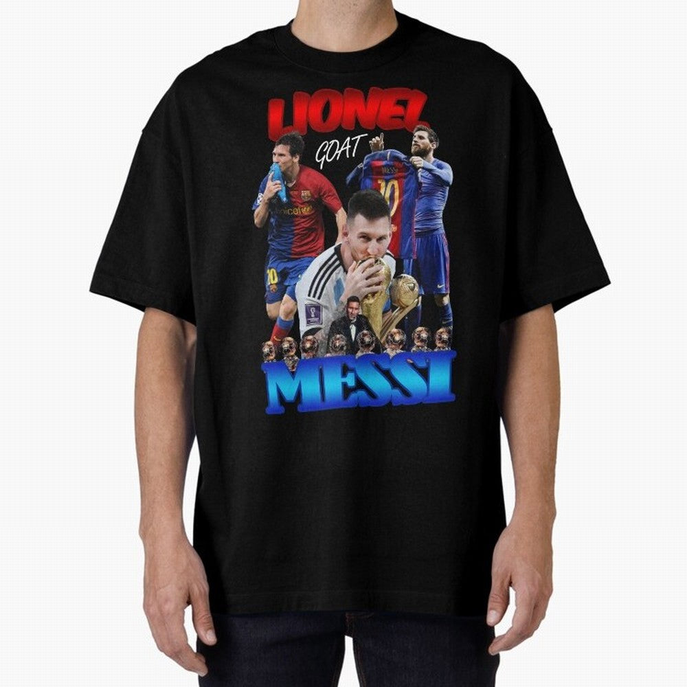 Lionel Messi GOAT: Barcelona & Argentina Oversized T-Shirt Feel FIFA World Cup 2026 for Fans of Haaland and Mbappe and England, France and Netherlands, Bringing Match Day Excitement, Supporter Culture, Golden Goals and Global Football Passion;