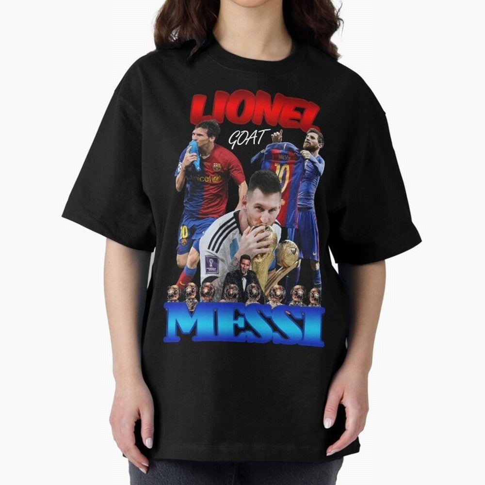 Lionel Messi GOAT: Barcelona & Argentina Oversized T-Shirt Feel FIFA World Cup 2026 for Fans of Haaland and Mbappe and England, France and Netherlands, Bringing Match Day Excitement, Supporter Culture, Golden Goals and Global Football Passion;