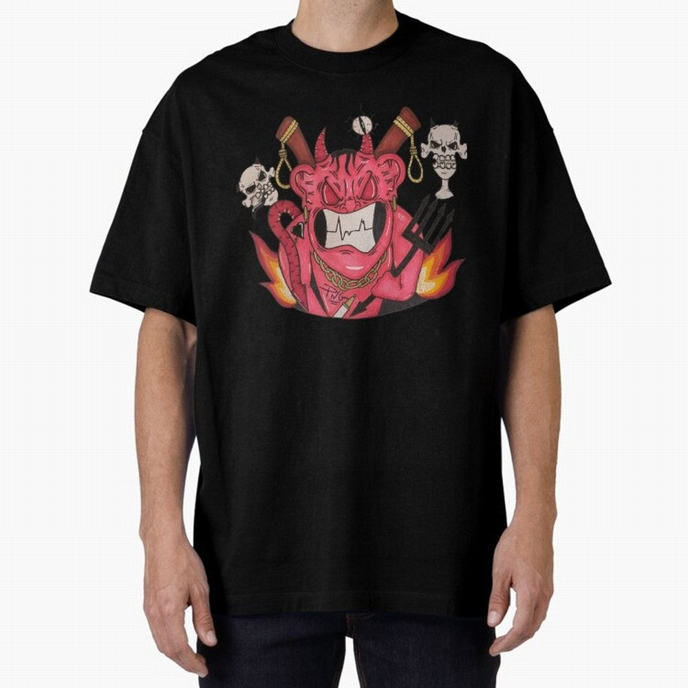 Devil Graffit Oversized T-Shirt Make Memories around Global Football Passion for FIFA World Cup 2026, with CR7, France and Portugal, Classic Soccer Heritage, Championship Pressure, Fan Loyalty and International Pride; Great for Supporters Who Love