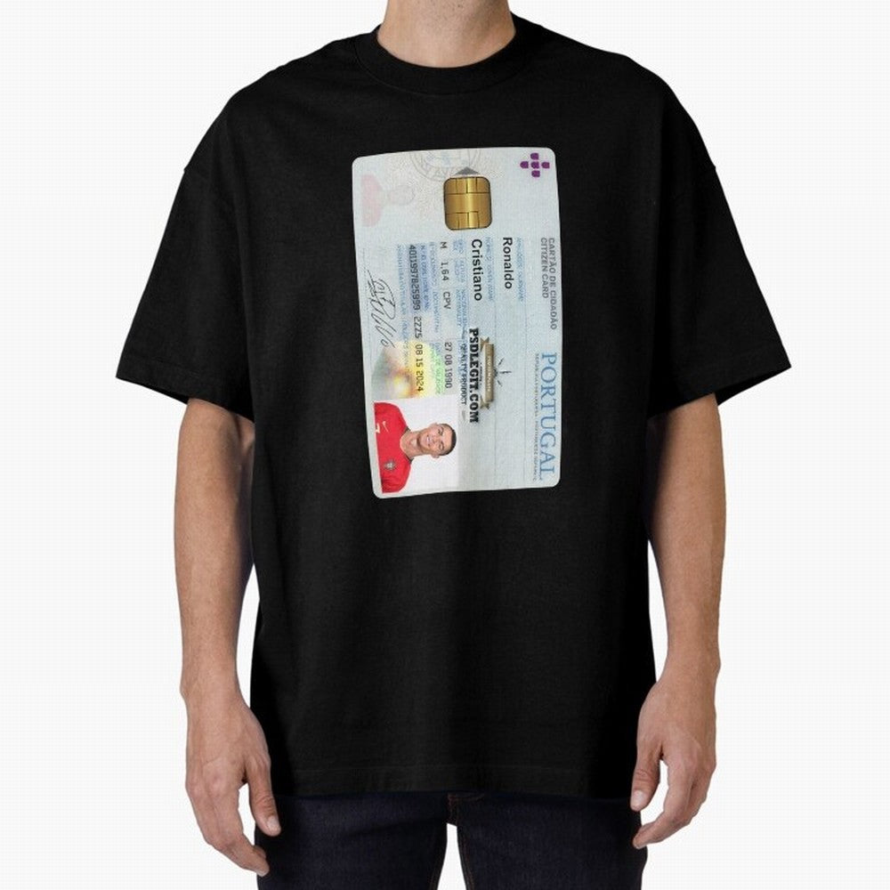 Cristiano Ronaldo CARD ID Oversized T-Shirt Keep the Legacy of FIFA World Cup 2026 USA Canada Mexico Spirit, with England, Mbappe, Football Passion, Legendary Performances, Festival Vibes and Supporter Community; Made for Collectors Who Enjoy