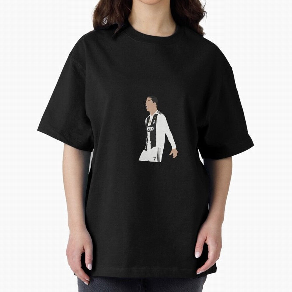 Juventus Cristiano Ronaldo Cartoon Oversized T-Shirt Follow Match Day Hype around FIFA World Cup 2026 USA Canada Mexico, Haaland, France and Portugal, Championship Spirit, Famous Goals, Roaring Crowds and International Football Unity; Made for