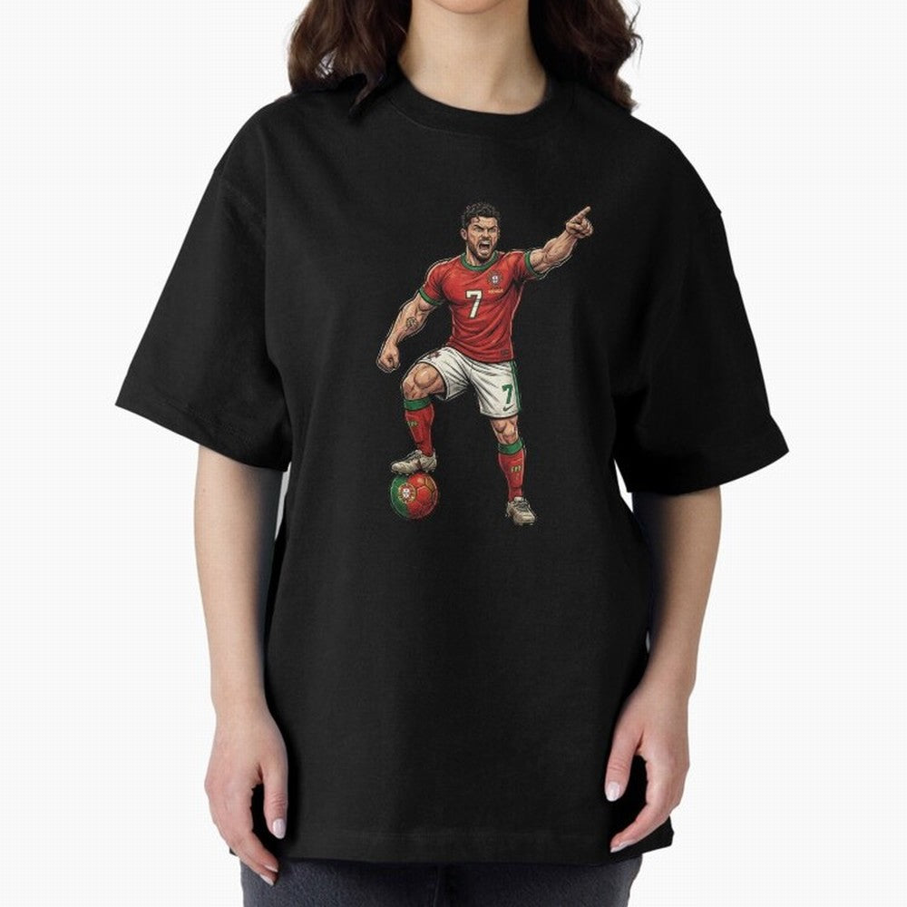 The ultimate soccer player | anime style Oversized T-Shirt Keep the Legacy of FIFA World Cup 2026 Group Stage Spirit, Driven by Netherlands, CR7 and Messi, Championship Spirit, Famous Goals, Roaring Crowds and International Football Unity; Perfect
