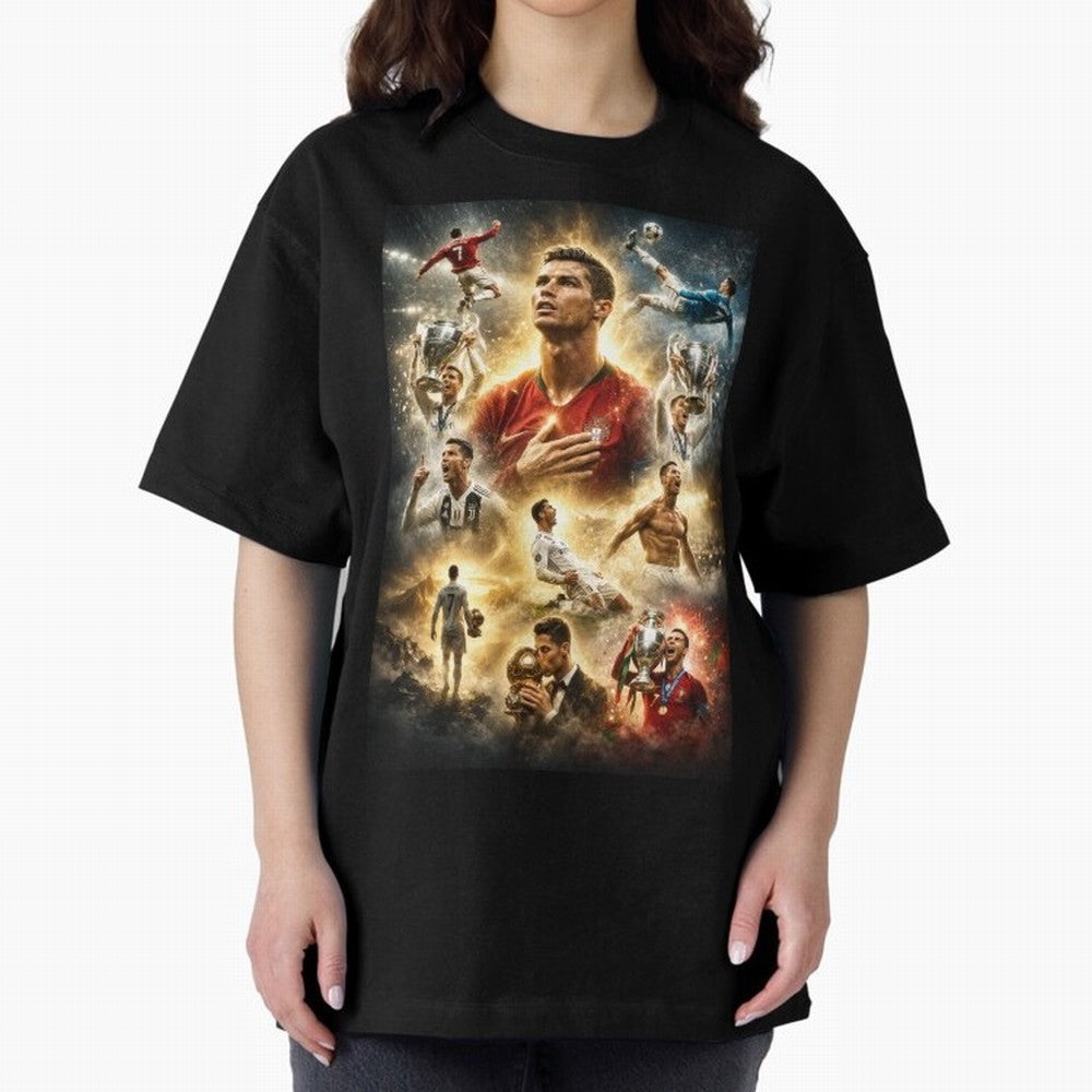 Cristiano Ronaldo Oversized T-Shirt Support Iconic Players in FIFA World Cup 2026 USA Canada Mexico Connected to Neymar, Brazil, Portugal and Argentina Energy, Soccer Culture, Superstar Moments, National Team Dreams and Competitive Fire; Ideal for
