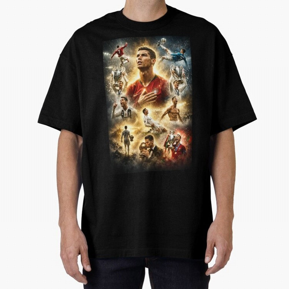 Cristiano Ronaldo Oversized T-Shirt Support Iconic Players in FIFA World Cup 2026 USA Canada Mexico Connected to Neymar, Brazil, Portugal and Argentina Energy, Soccer Culture, Superstar Moments, National Team Dreams and Competitive Fire; Ideal for
