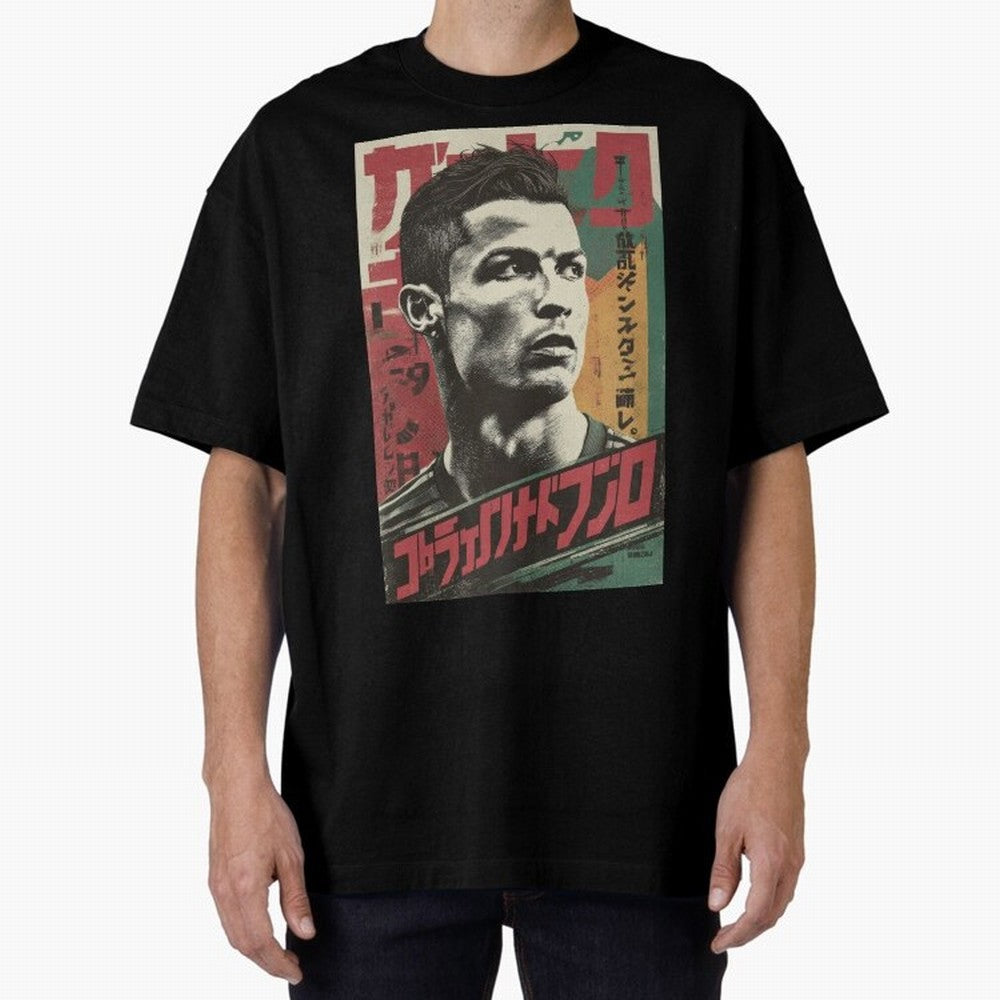 Cristiano Vintage Warned Japanese Poster Oversized T-Shirt Share Match Day Hype around FIFA World Cup 2026 Group Stage, Messi, England, France and Netherlands, Match Day Excitement, Supporter Culture, Golden Goals and Global Football Passion;