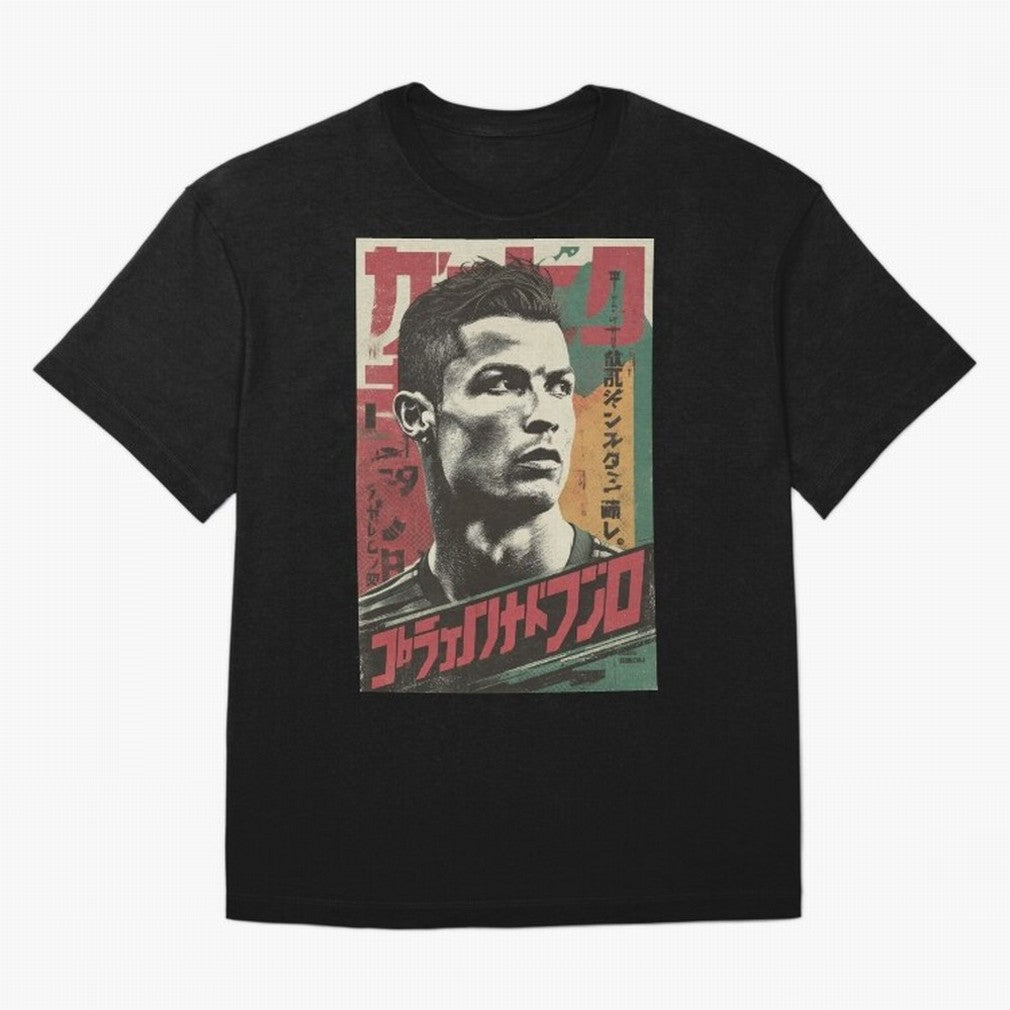 Cristiano Vintage Warned Japanese Poster Oversized T-Shirt Share Match Day Hype around FIFA World Cup 2026 Group Stage, Messi, England, France and Netherlands, Match Day Excitement, Supporter Culture, Golden Goals and Global Football Passion;
