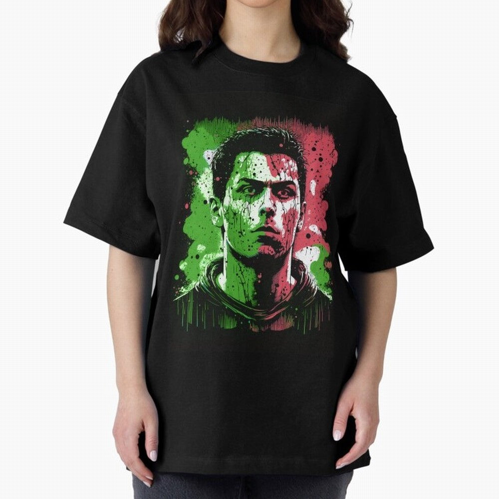Cristiano Ronaldo Oversized T-Shirt Live for the Drama of FIFA World Cup 2026 USA Canada Mexico Spirit, Inspired by Argentina, France and Brazil, CR7 and Messi, Retro Football Energy, Iconic Rivalries, Trophy Chase Drama and Stadium Atmosphere;