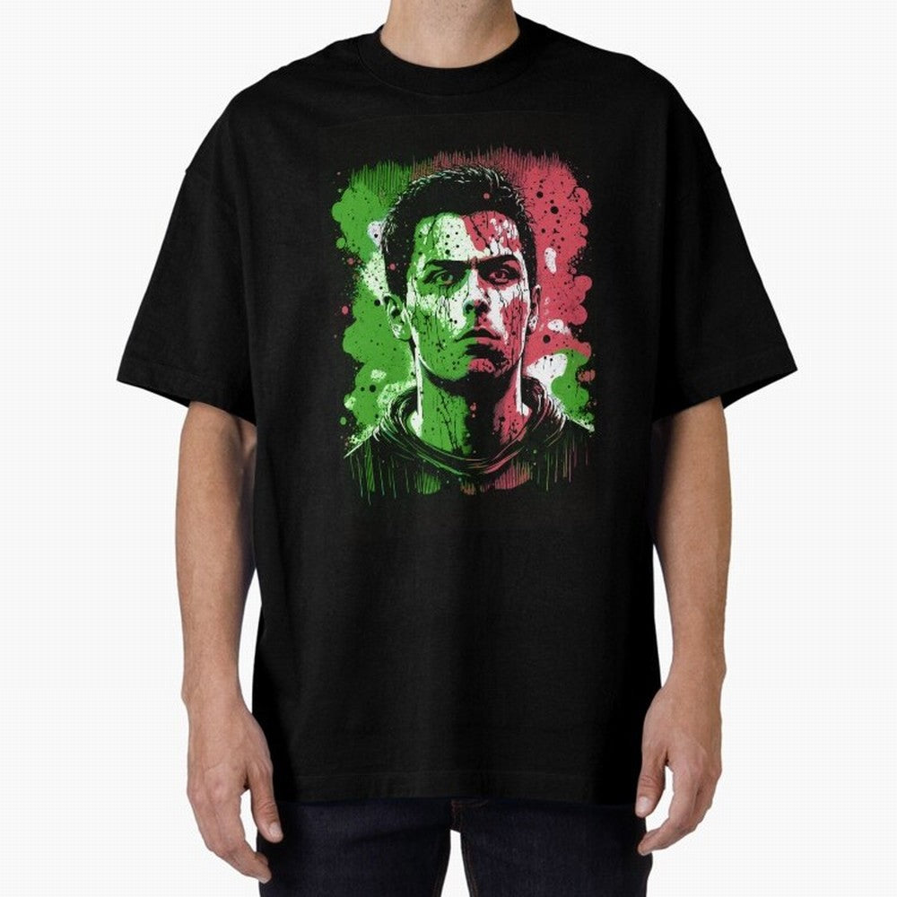 Cristiano Ronaldo Oversized T-Shirt Live for the Drama of FIFA World Cup 2026 USA Canada Mexico Spirit, Inspired by Argentina, France and Brazil, CR7 and Messi, Retro Football Energy, Iconic Rivalries, Trophy Chase Drama and Stadium Atmosphere;