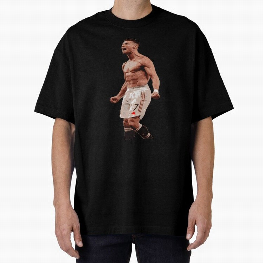 cristiano ronaldo manchester united Oversized T-Shirt Share Global Football Passion for FIFA World Cup 2026, Celebrating Neymar, England, France and Netherlands, Championship Spirit, Famous Goals, Roaring Crowds and International Football Unity;
