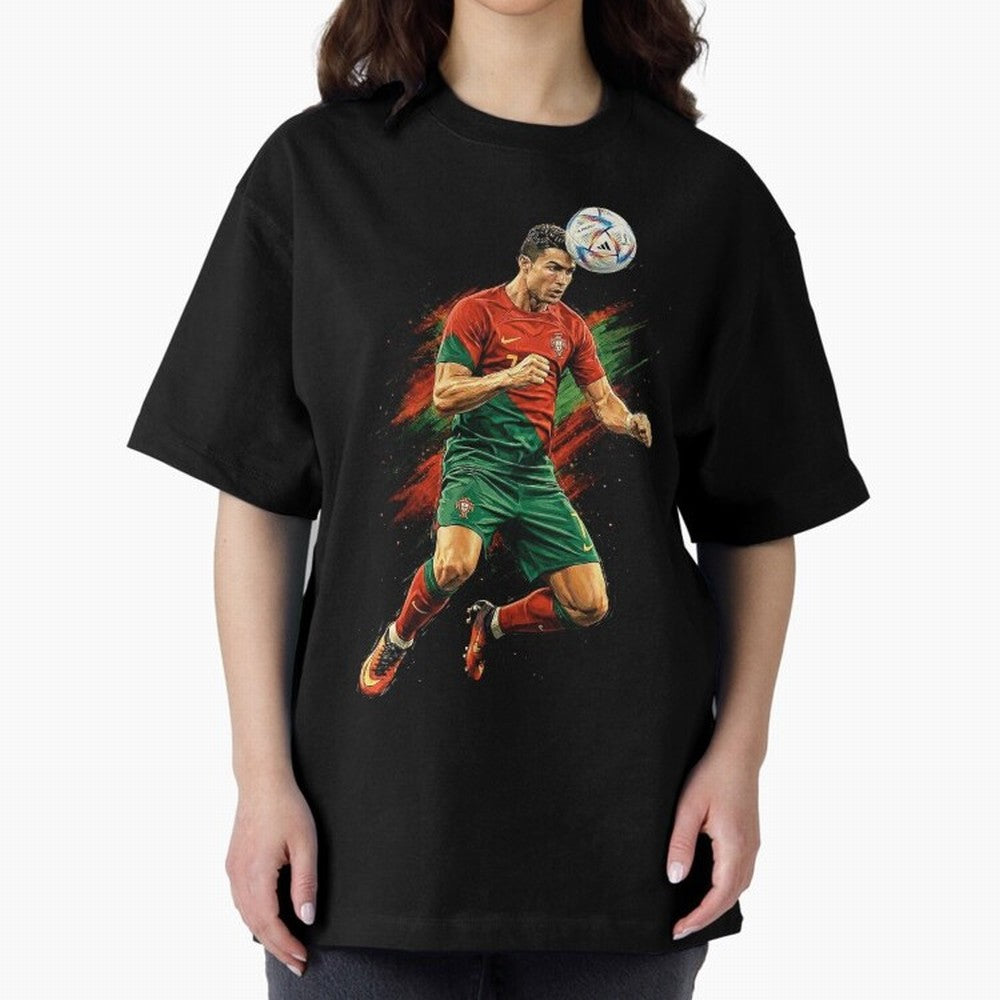 Cristiano Ronaldo Football Legend Oversized T-Shirt Capture the FIFA World Cup 2026 Group Stage Journey through CR7 Highlights, Portugal, Spain and Germany Pride, Vintage Soccer Flavor, Modern Football Stars, National Flags and Final Night Emotion;